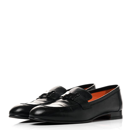 Hermes Goatskin Womens Paris Loafers 38.5 Black 3 of 7