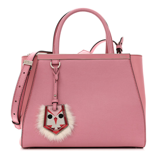 Vitello Elite Flamingo Mink Monster Charm Petite 2Jours Tote Pink Multicolor