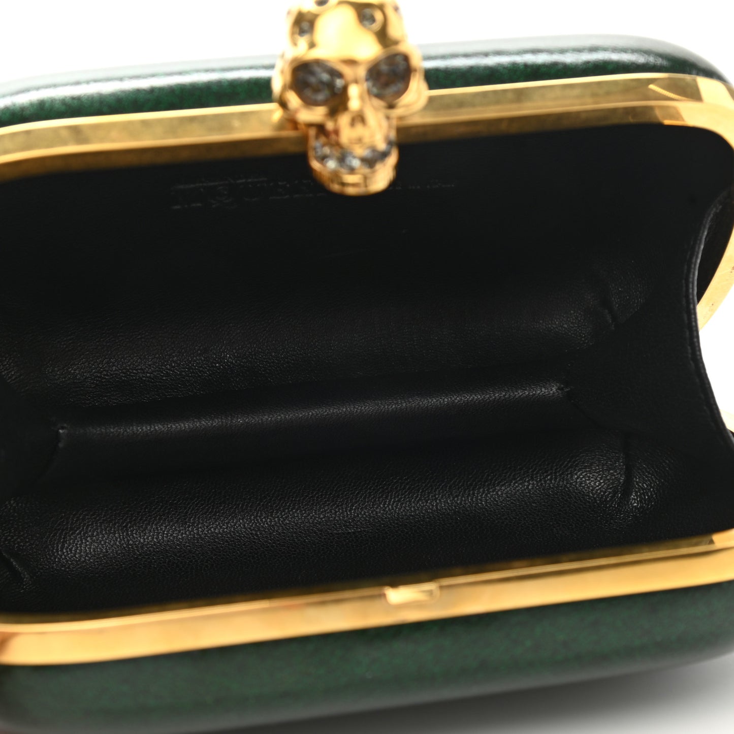 Patent Crystal Skull Box Clutch Green