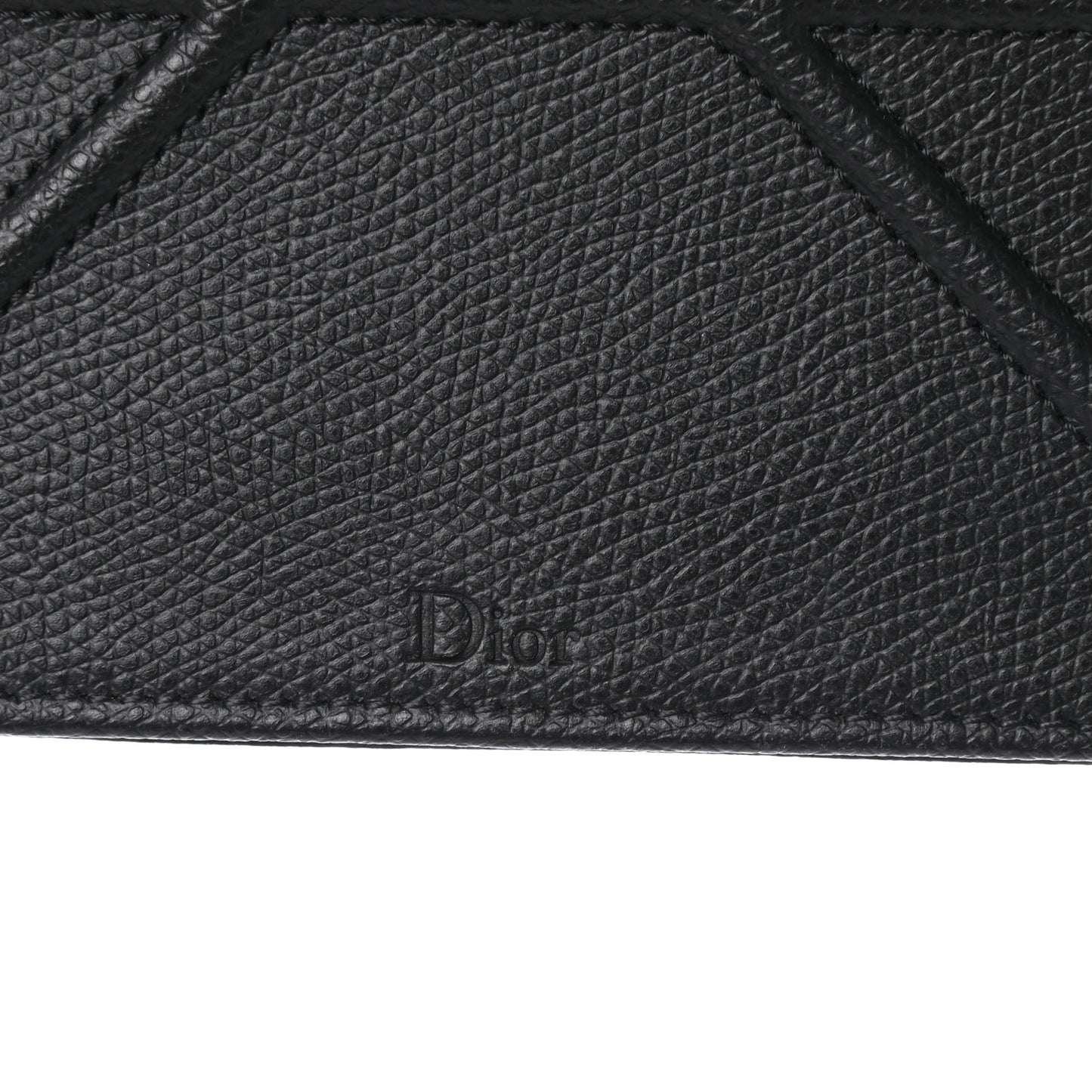 Grained Calfskin Diorama Wallet on Chain Pouch Black