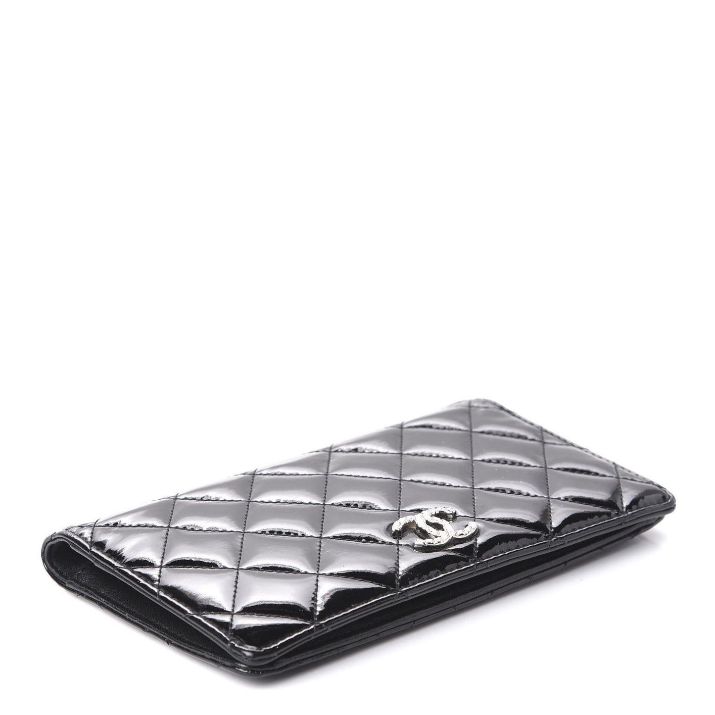 Patent Quilted Brilliant Yen Wallet Black