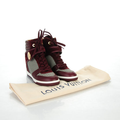 Louis Vuitton Calfskin Suede Postmark Wedge Sneakers 37.5 Bordeaux 7 of 7
