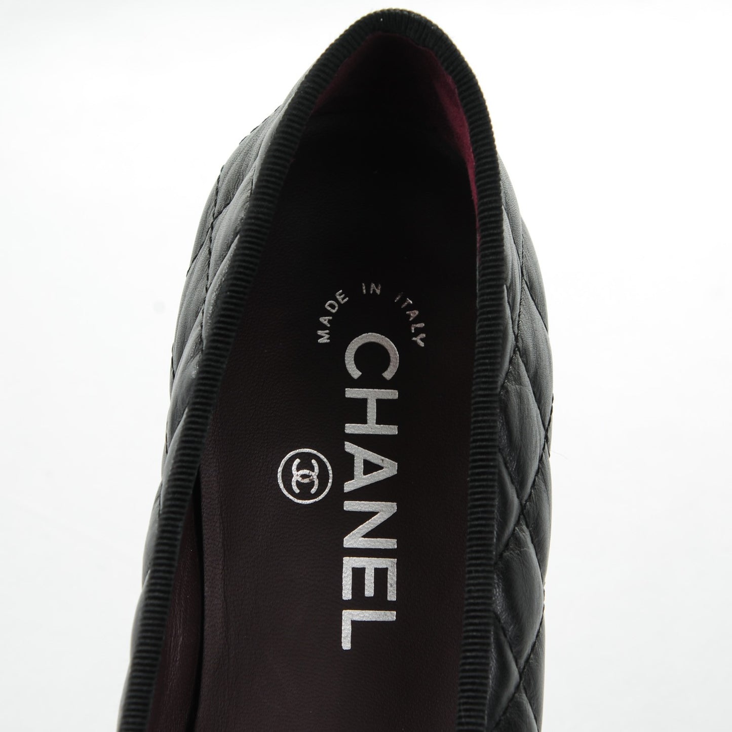 Aged Calfskin Quilted CC Cap Toe Ballerina Flats 39.5 Black