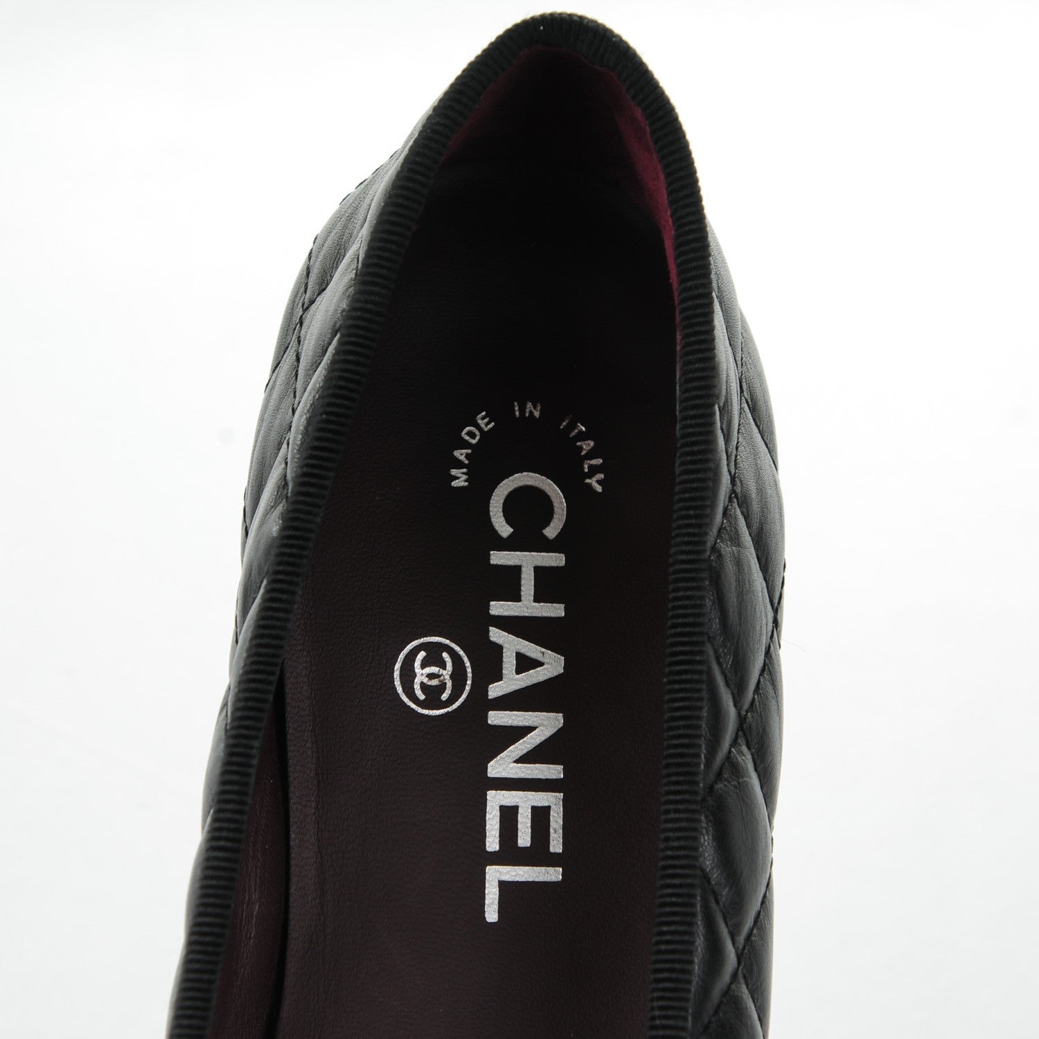 Chanel Aged Calfskin Quilted CC Cap Toe Ballerina Flats 39.5 Black 7 of 7