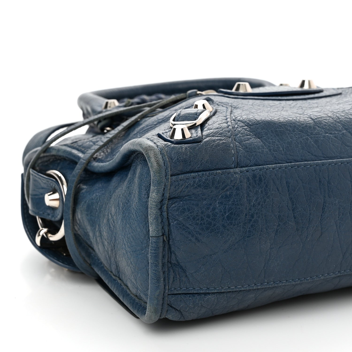 Balenciaga Agneau Classic Silver Hardware Mini City Bleu Profond 9 of 12