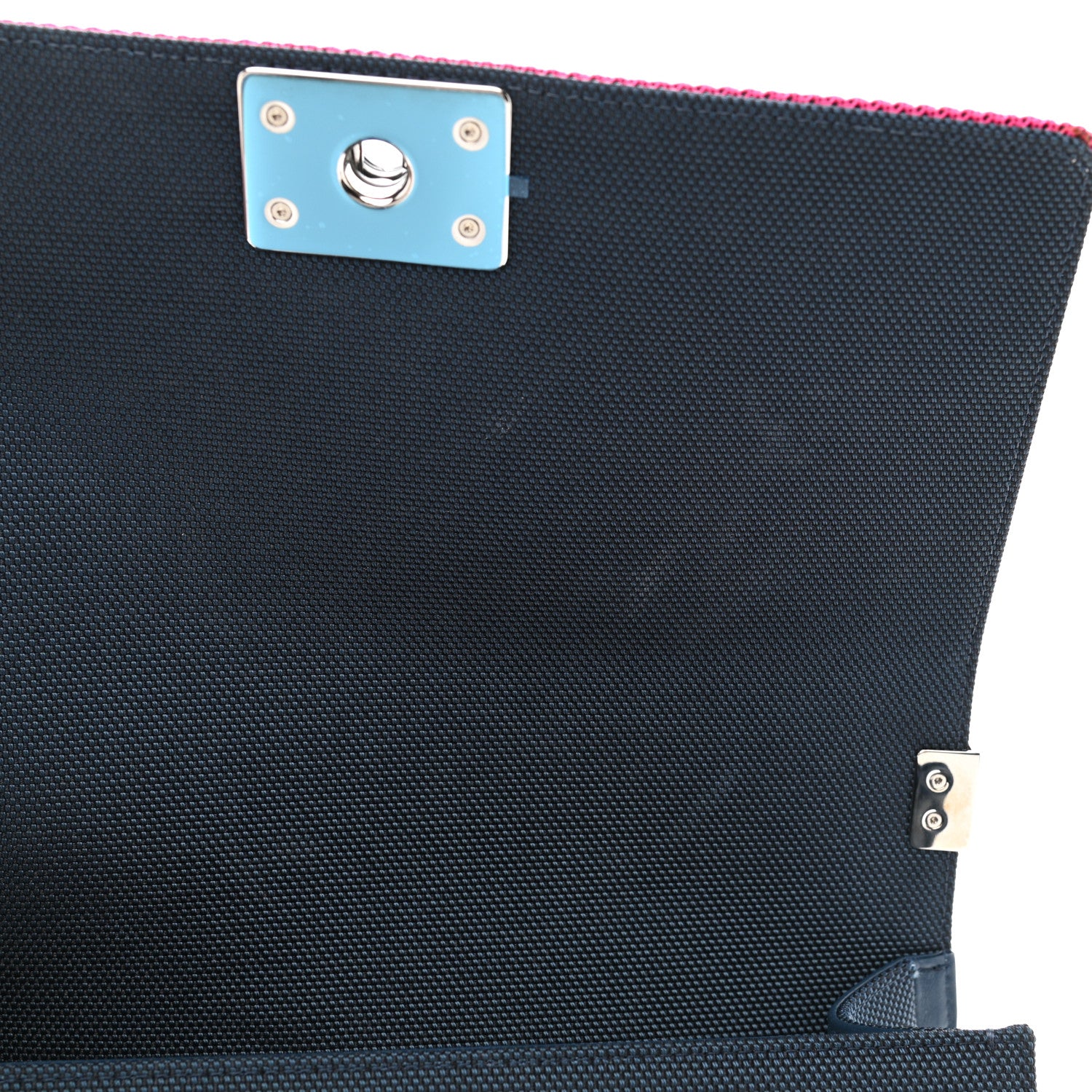 Chanel Canvas Quilted Medium Fluo Boy Flap Dark Navy Fuchsia Grey 11 of 12