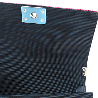 Chanel Canvas Quilted Medium Fluo Boy Flap Dark Navy Fuchsia Grey 11 of 12