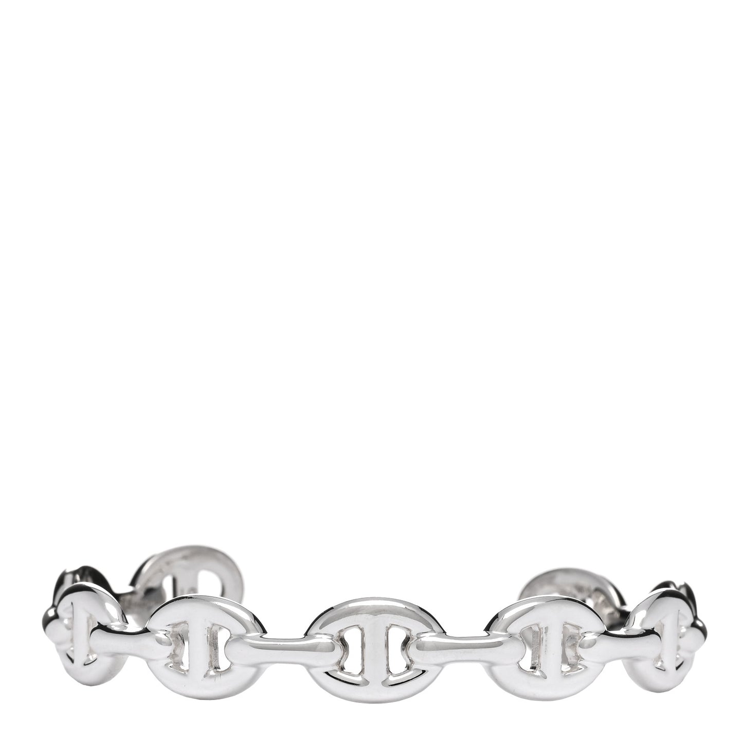 Sterling Silver MM Chaine d'Ancre Enchainee Cuff Bracelet LG