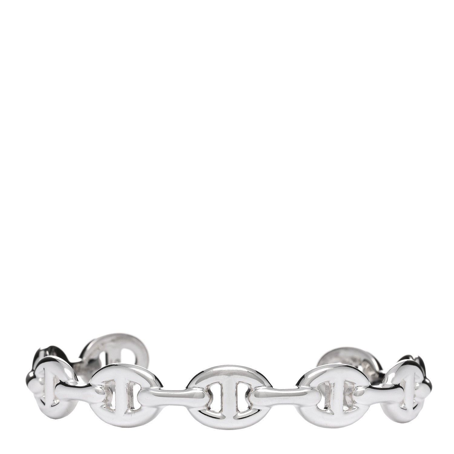 Hermes Sterling Silver MM Chaine d'Ancre Enchainee Cuff Bracelet LG 1 of 3