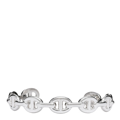Hermes Sterling Silver MM Chaine d'Ancre Enchainee Cuff Bracelet LG 1 of 3