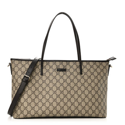 Gucci GG Supreme Monogram Medium Zippered Tote Dark Brown 1 of 10