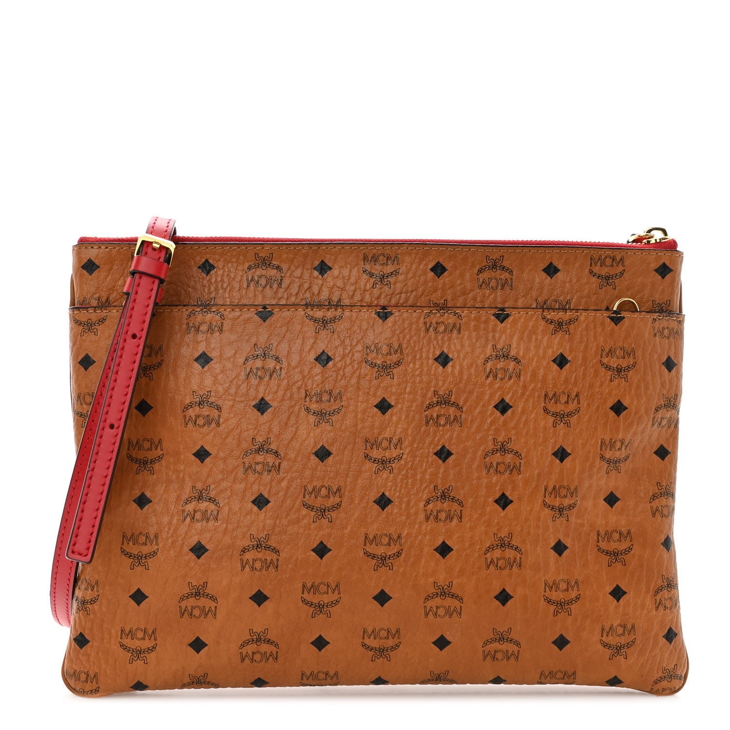 MCM Visetos Original Medium Pouch Cognac Red 1 of 9