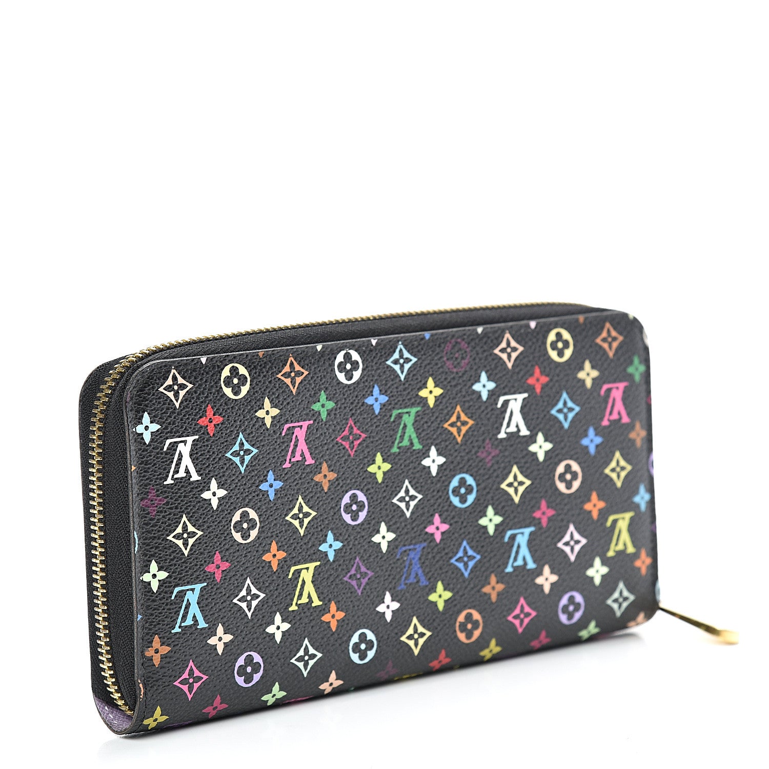 Louis Vuitton Monogram Multicolor Zippy Wallet Black Violet 2 of 7
