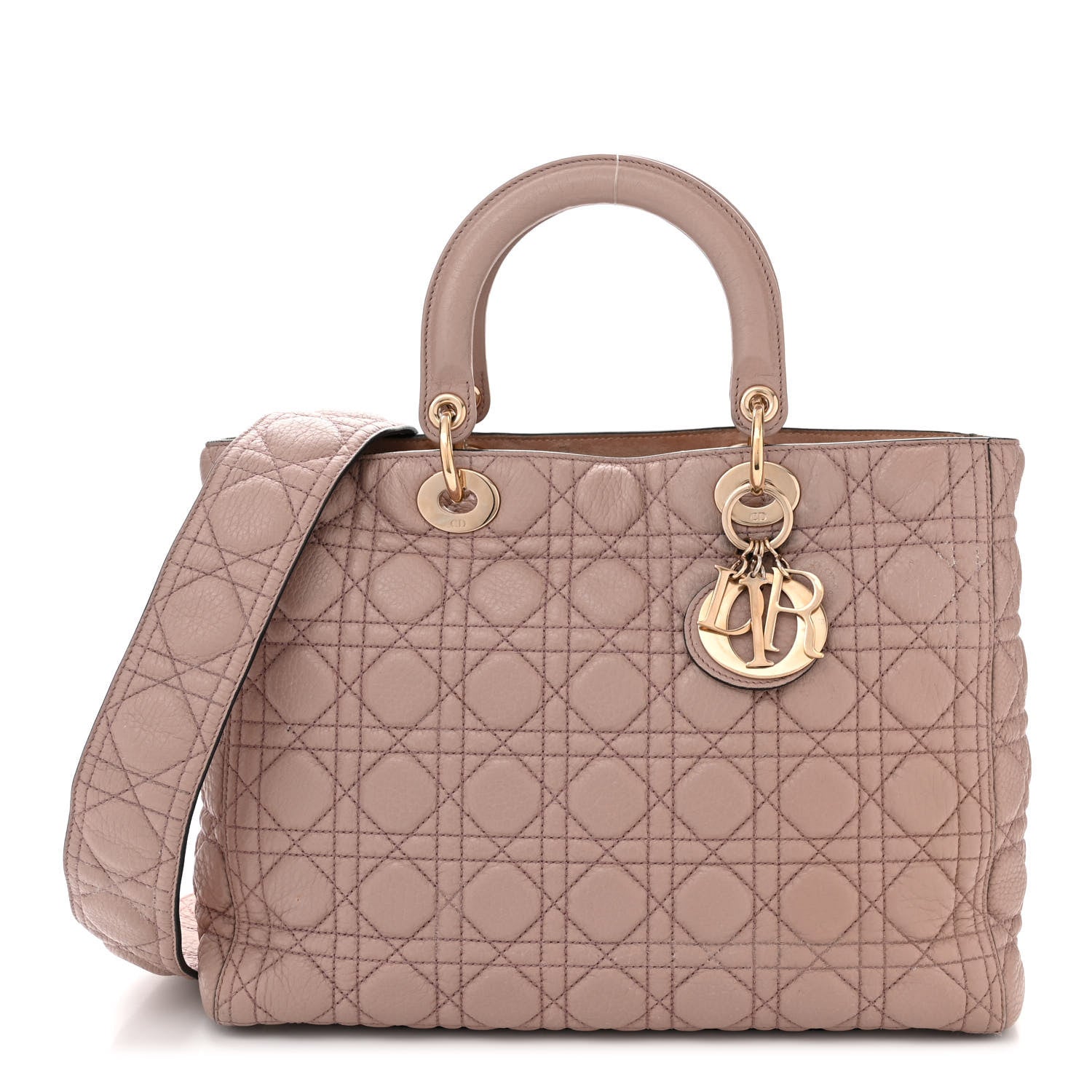 Christian Dior Grained Calfskin Cannage Large Lady Dior Light Pink 1 of 12