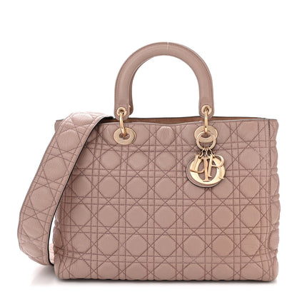 Christian Dior Grained Calfskin Cannage Large Lady Dior Light Pink 1 of 12