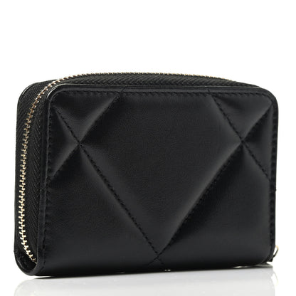 Chanel Lambskin Quilted Chanel 19 Zip Around Coin Purse Wallet Black 2 of 3