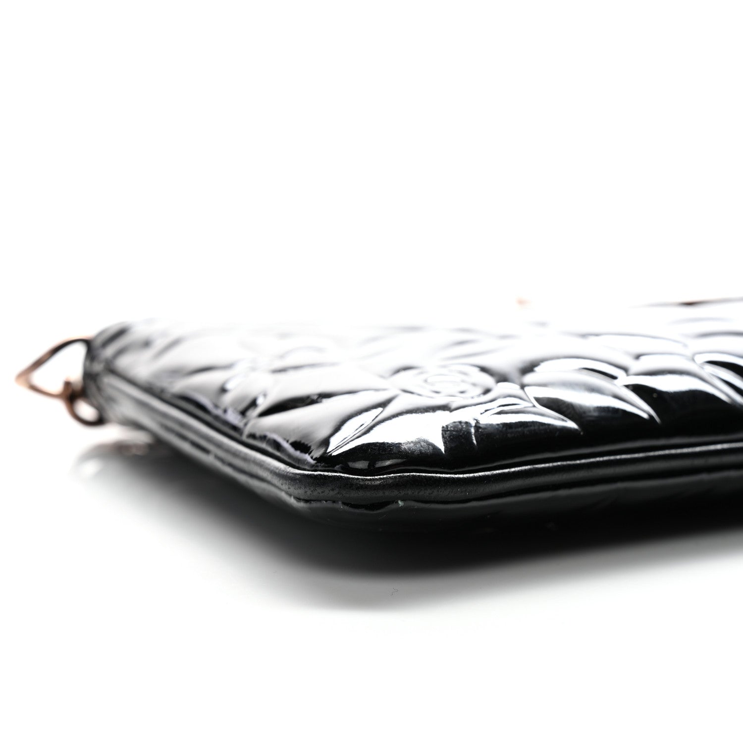 Chanel Patent Camellia Embossed Pochette Black 9 of 10