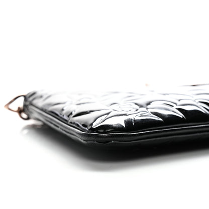 Chanel Patent Camellia Embossed Pochette Black 9 of 10