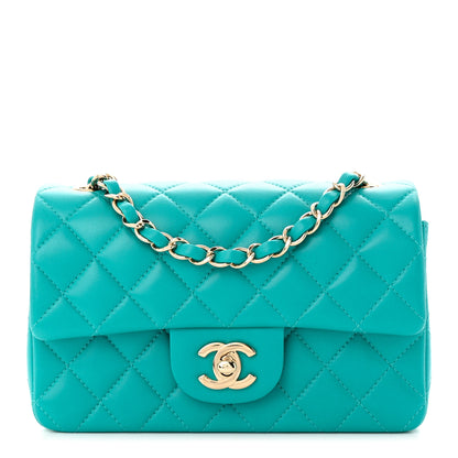 Chanel Lambskin Quilted Mini Rectangular Flap Turquoise 1 of 10