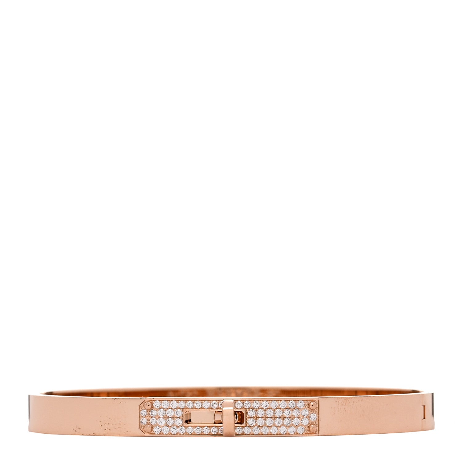 Hermes 18K Rose Gold Diamond PM Kelly Pave Bracelet ST 1 of 4