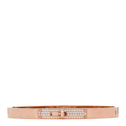 Hermes 18K Rose Gold Diamond PM Kelly Pave Bracelet ST 1 of 4