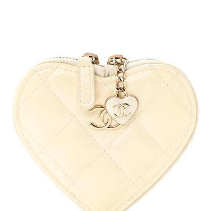 Chanel Patent Calfskin Resin Quilted CC Heart Clutch With Chain Black 13 of 17