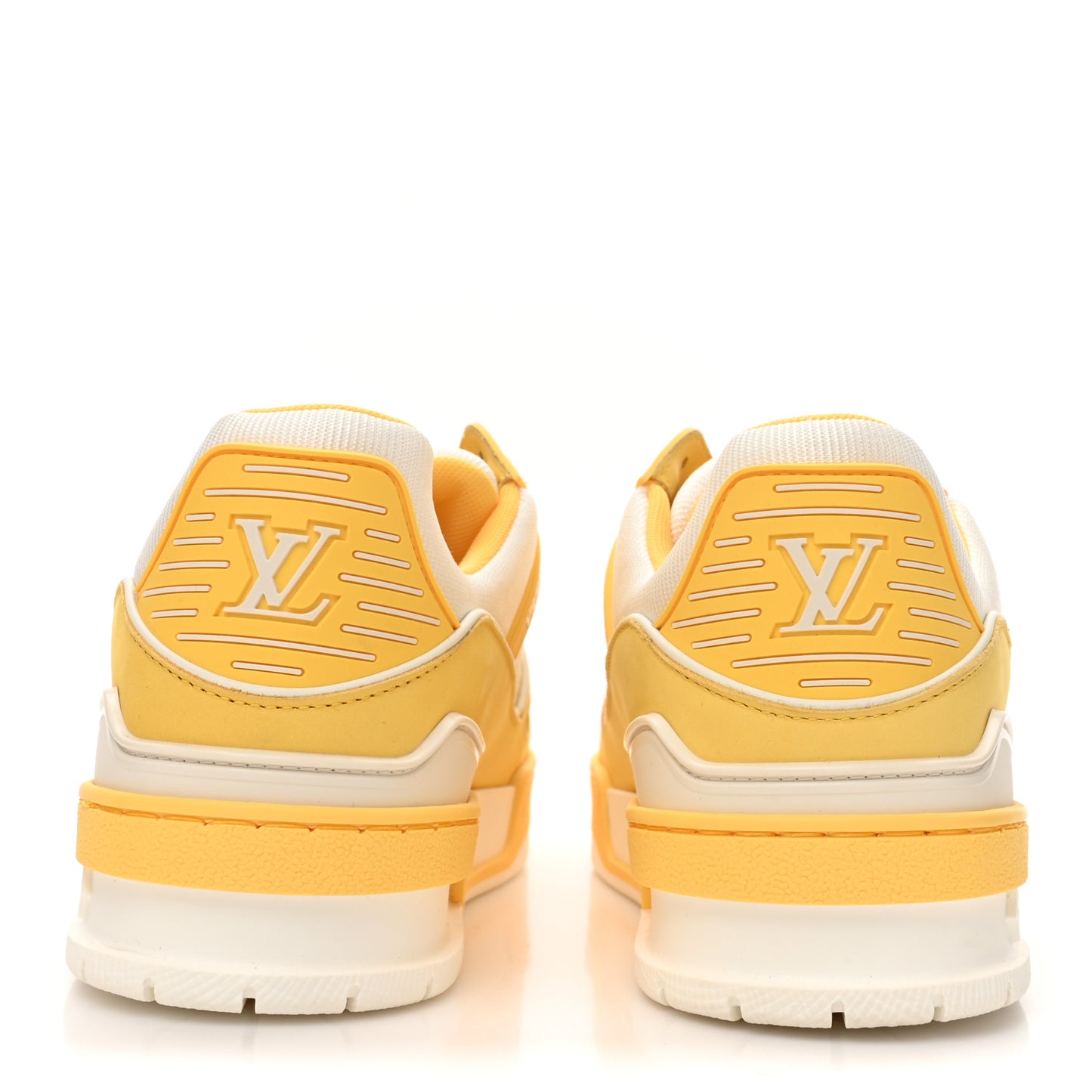 Nubuck Grained Calfskin Womens LV Trainer Sneakers 37 Yellow