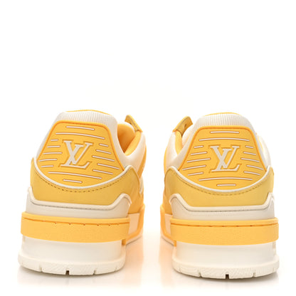 Louis Vuitton Nubuck Grained Calfskin Womens LV Trainer Sneakers 37 Yellow 5 of 10