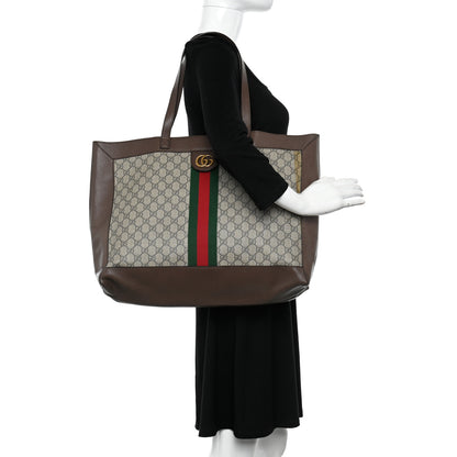 Gucci GG Supreme Monogram Web Ophidia Tote Brown 2 of 11