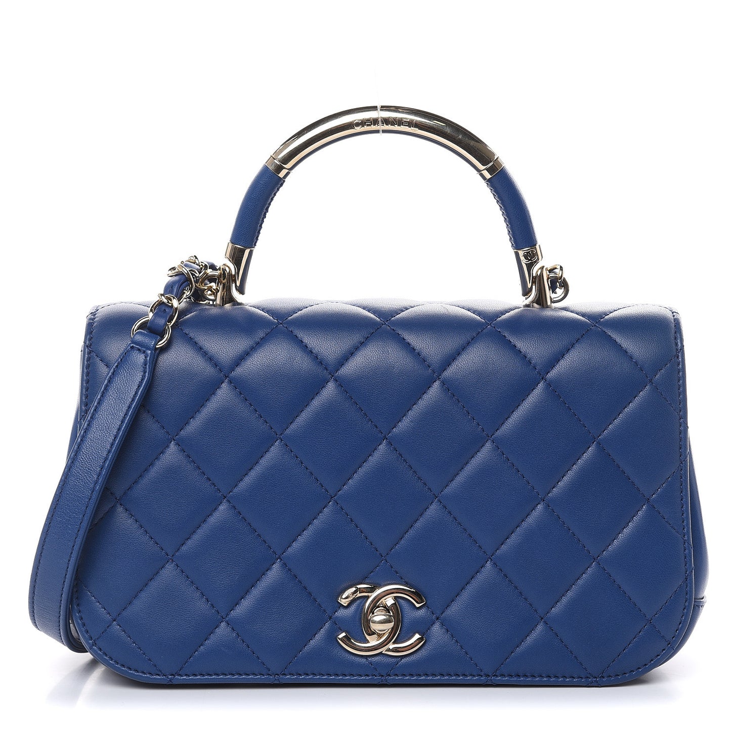 Lambskin Small Carry Chic Flap Blue