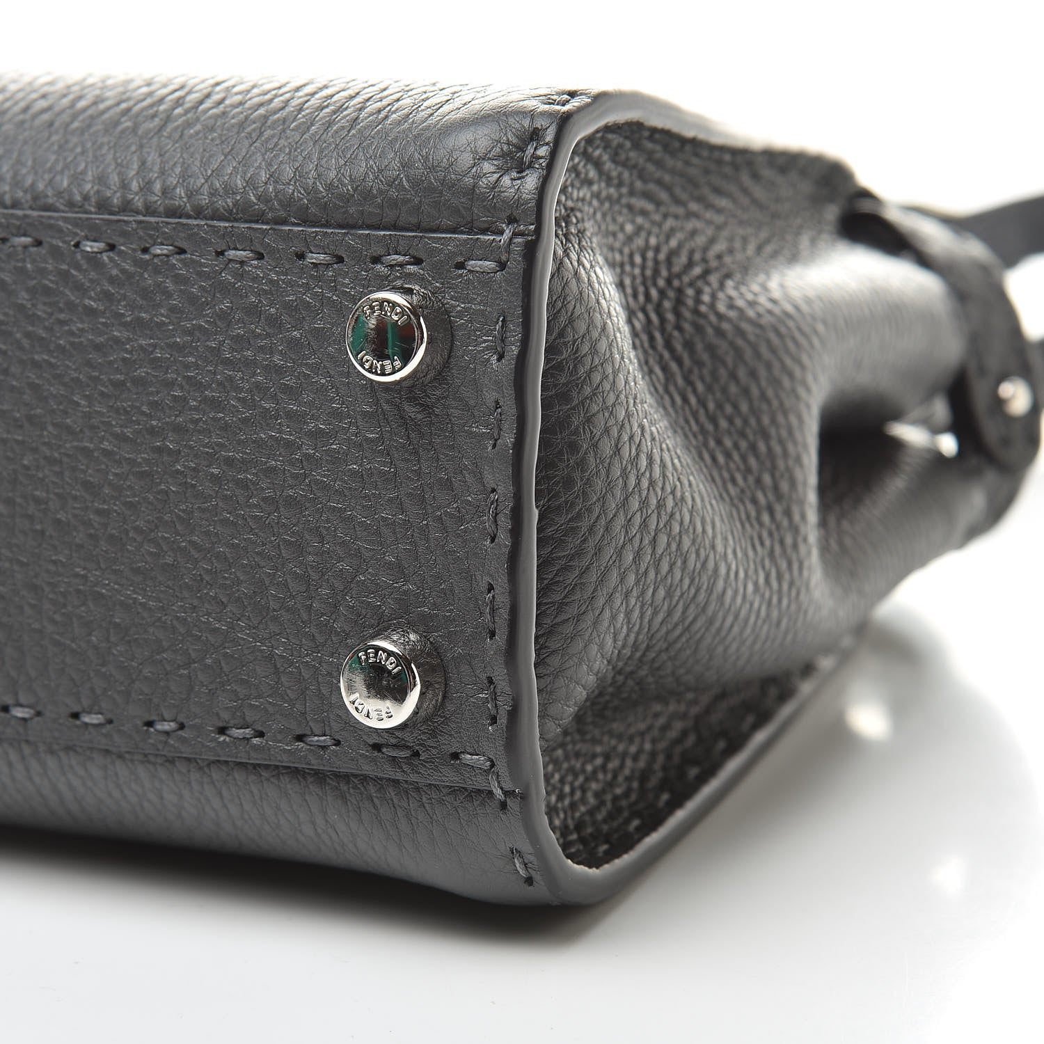 Fendi Cuoio Romano Selleria Bi-Color Mini Peekaboo Iconic Satchel Asfalto Latte 11 of 11