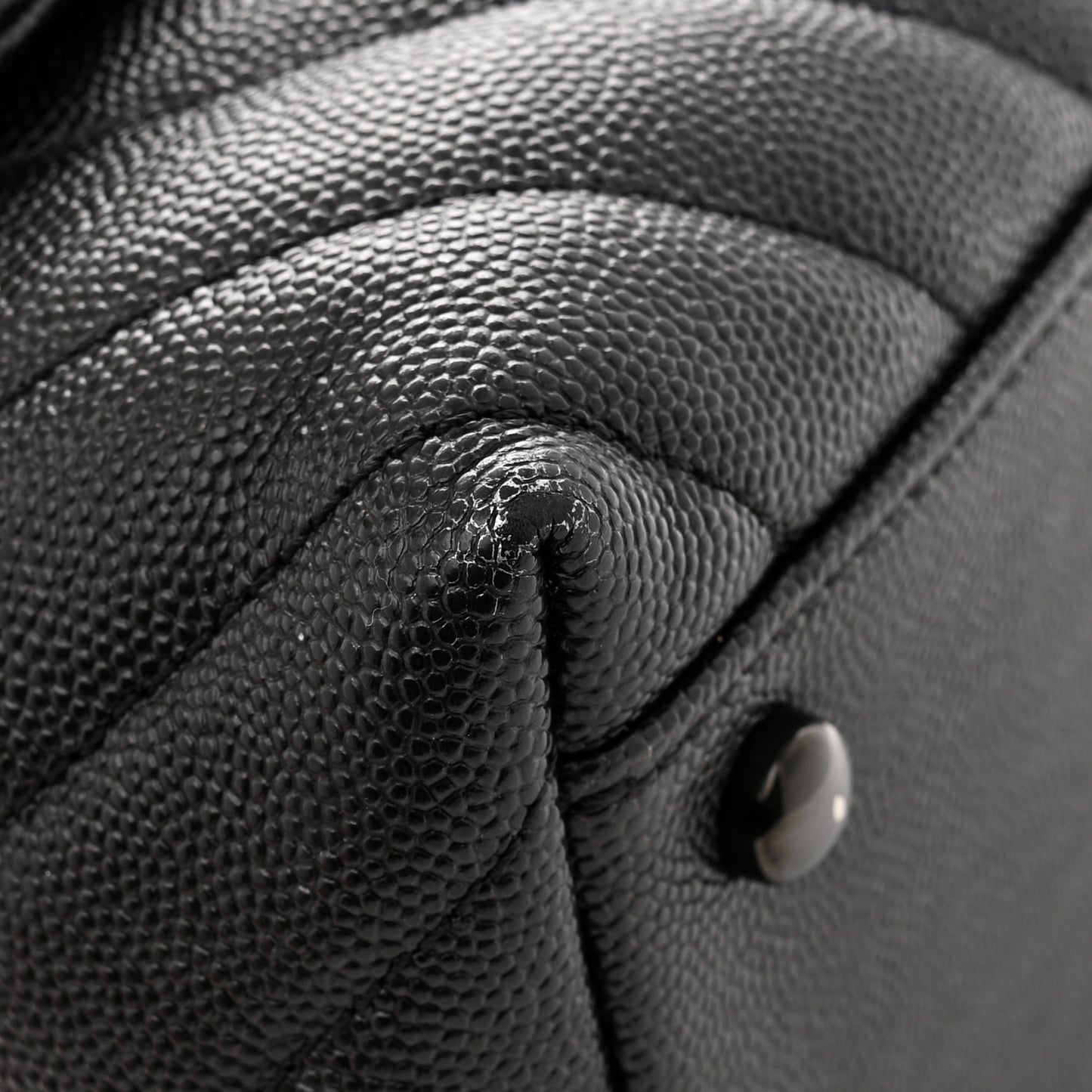 Caviar Chevron Quilted Small Coco Handle Flap So Black