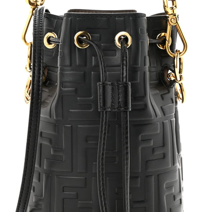 Fendi Vitello Liberty F is Fendi FF 1974 Embossed Mini Mon Tresor Bucket Bag Black 9 of 12
