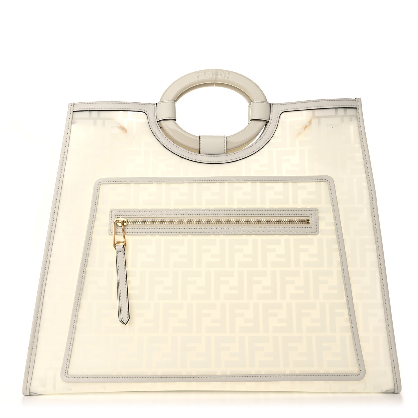 TPU FF Vitello Century Plexiglass Large Runaway Shopper Tote White