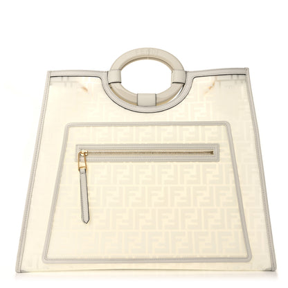 Fendi TPU FF Vitello Century Plexiglass Large Runaway Shopper Tote White 1 of 10