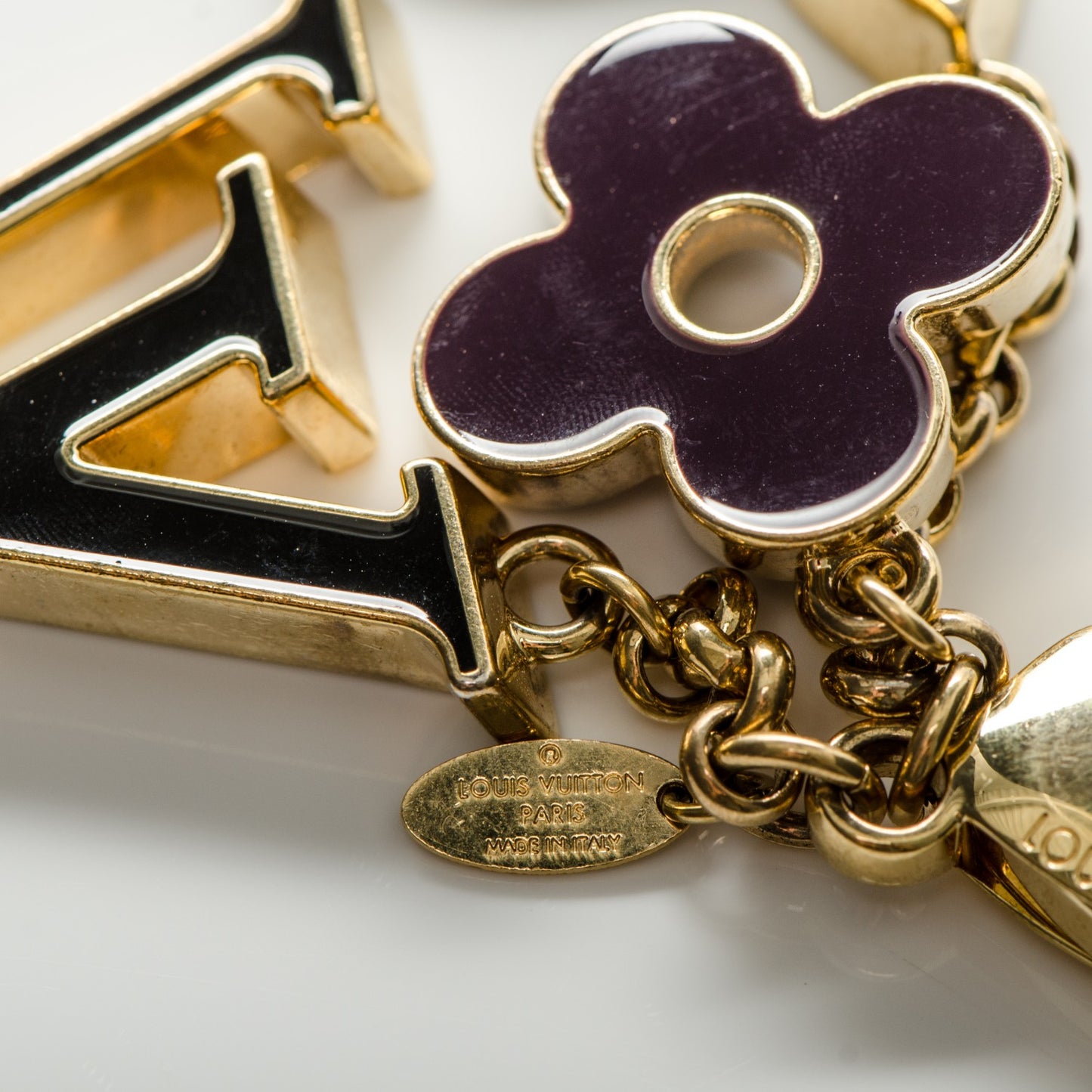 Fleur De Monogram Bag Charm Dore