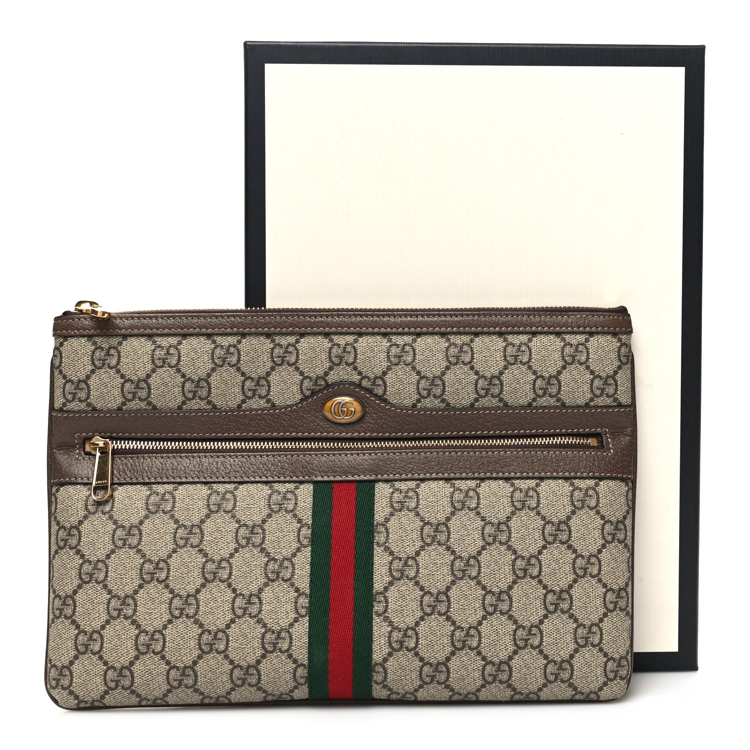 Gucci GG Supreme Monogram Large Ophidia Pouch Clutch Brown 11 of 11