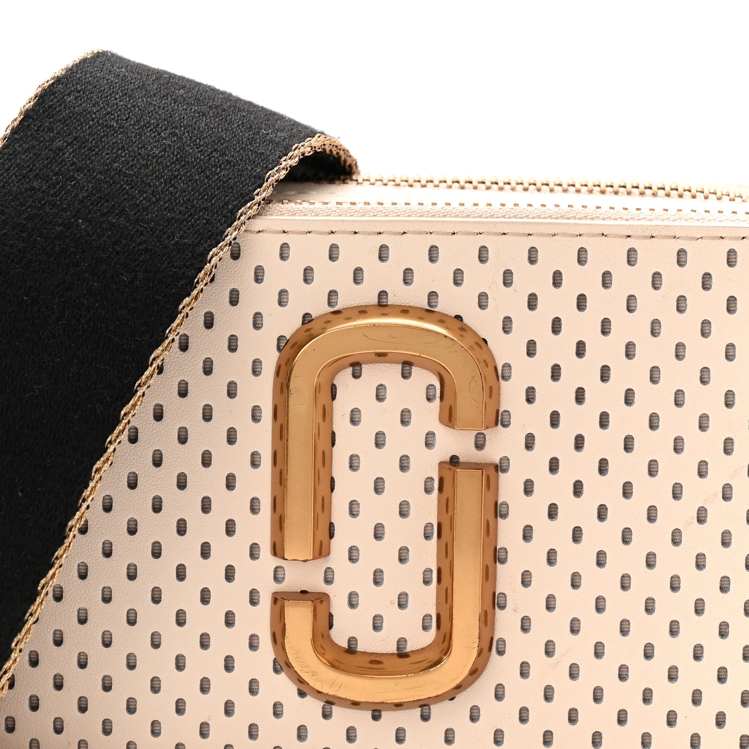Marc Jacobs Perforated Calfskin Small Snapshot Camera Bag Tapioca