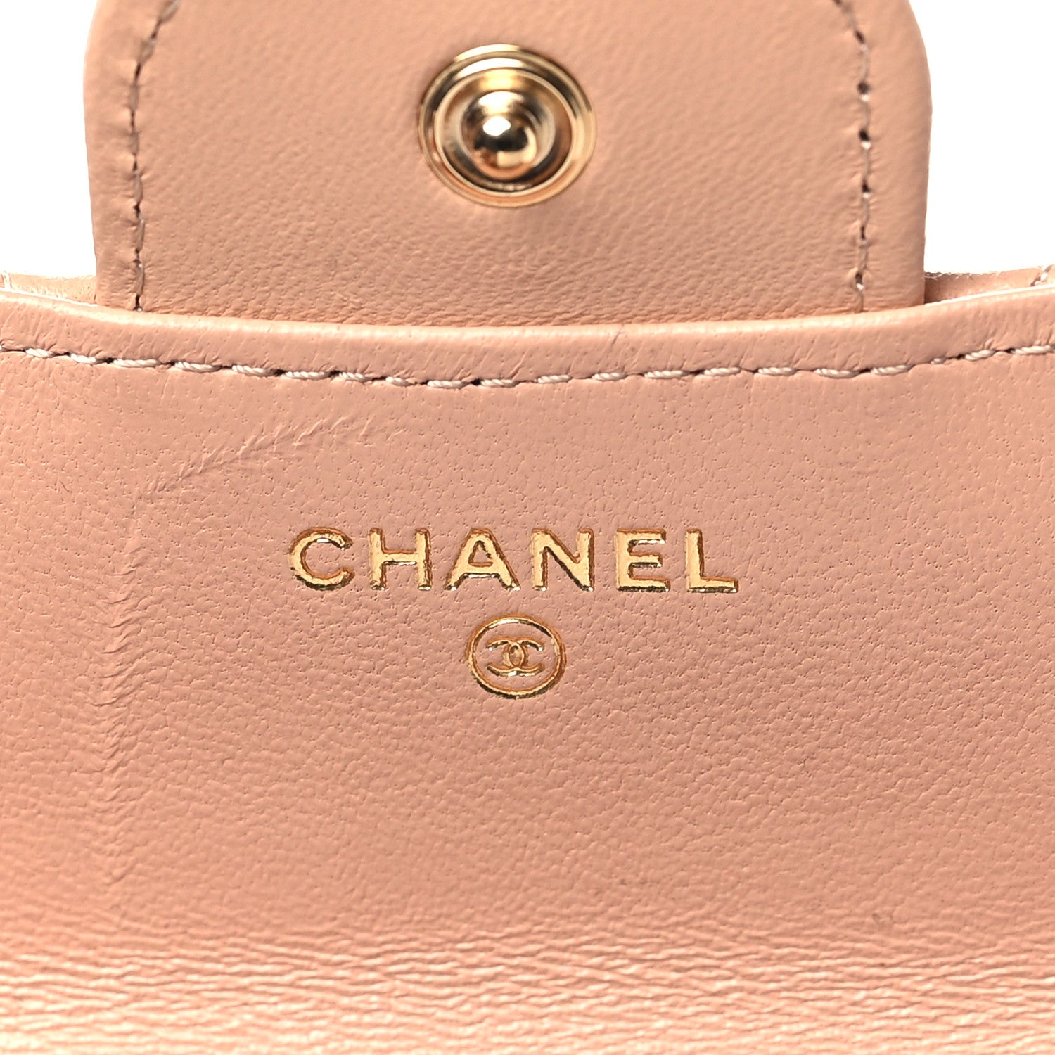 Chanel Lambskin Quilted Top Handle Flap Coin Purse With Chain Beige 6 of 11