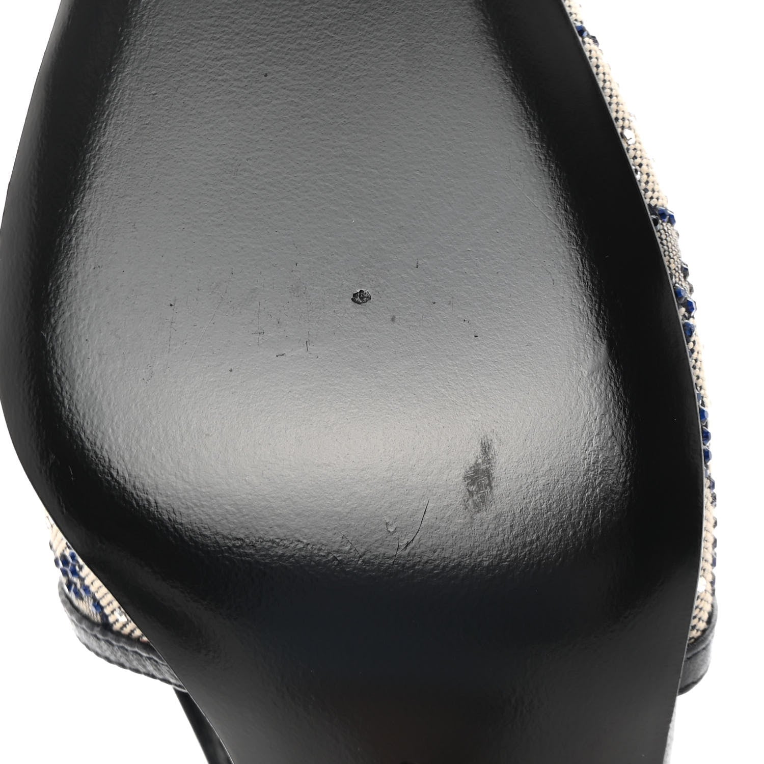 Gucci GG Monogram Malaga Kid Crystal Square G 35mm Slingback Pumps 37.5 Beige Blue 10 of 12
