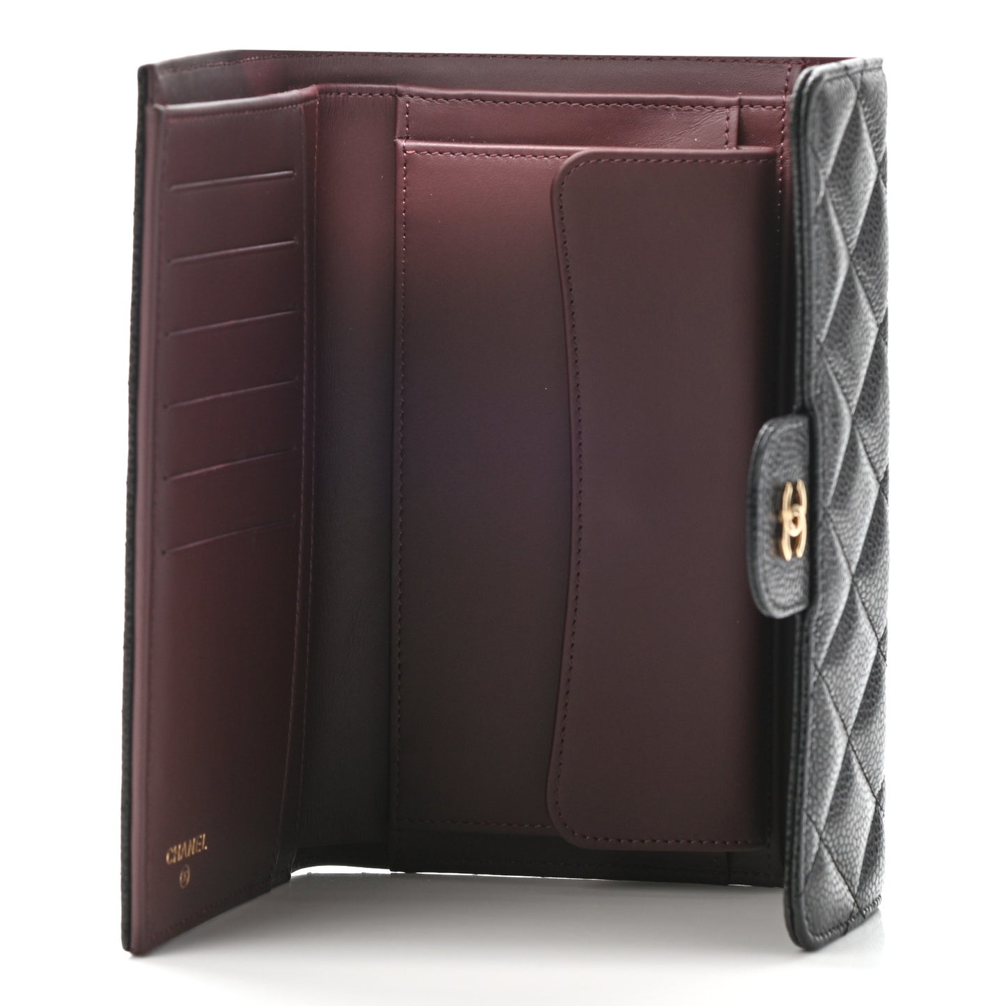 Caviar Quilted Large Flap Wallet Black