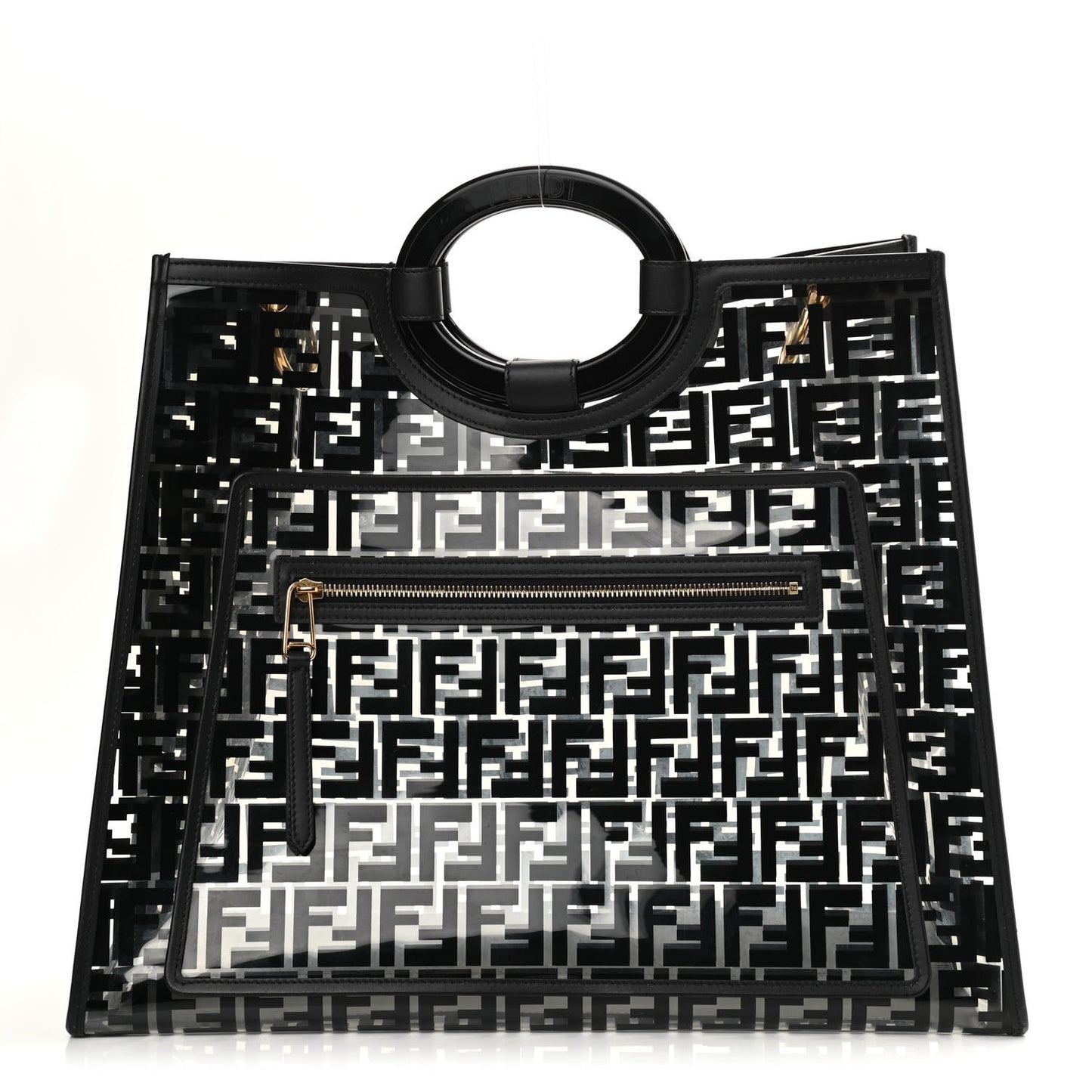 TPU FF Vitello Century Plexiglass Large Runaway Shopper Tote Black