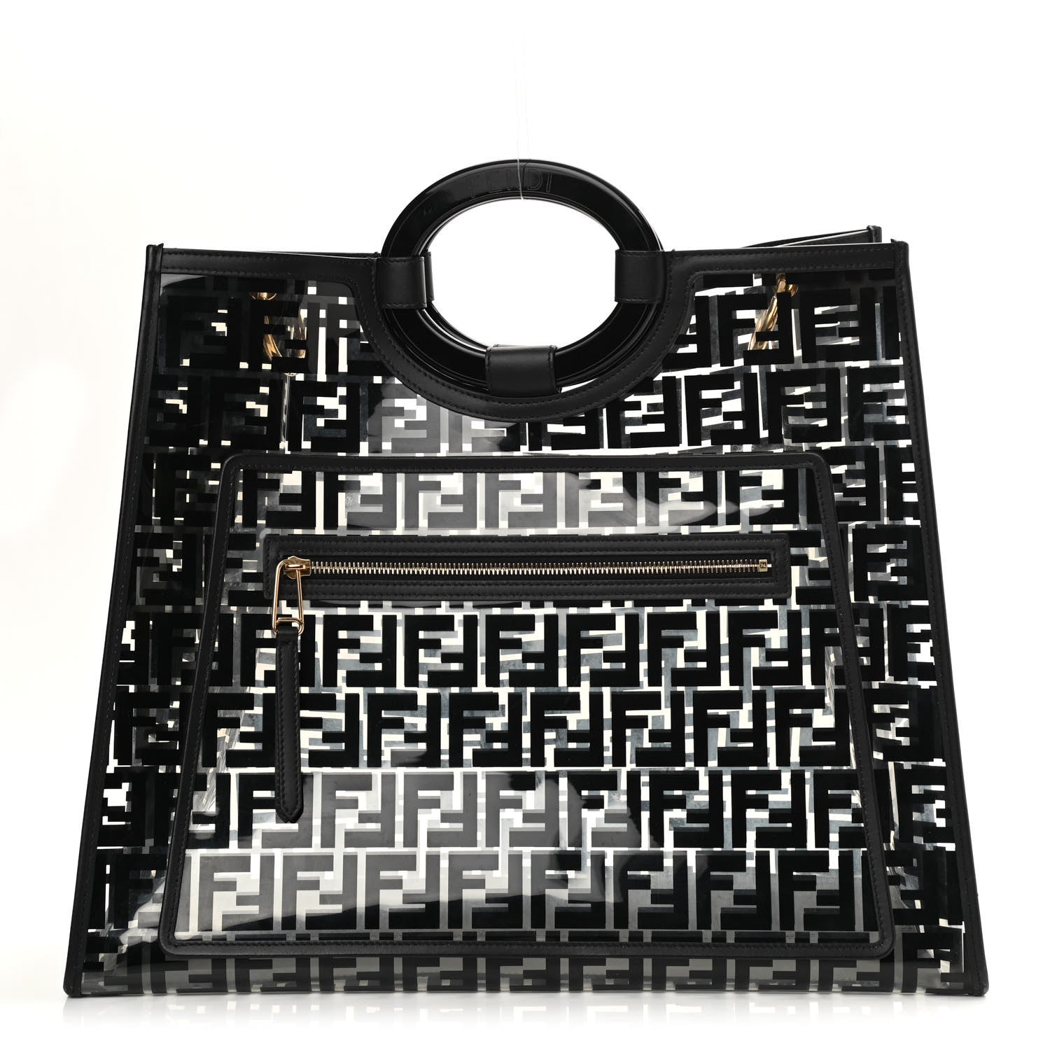 Fendi TPU FF Vitello Century Plexiglass Large Runaway Shopper Tote Black 1 of 14