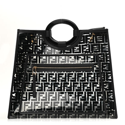 Fendi TPU FF Vitello Century Plexiglass Large Runaway Shopper Tote Black 1 of 14
