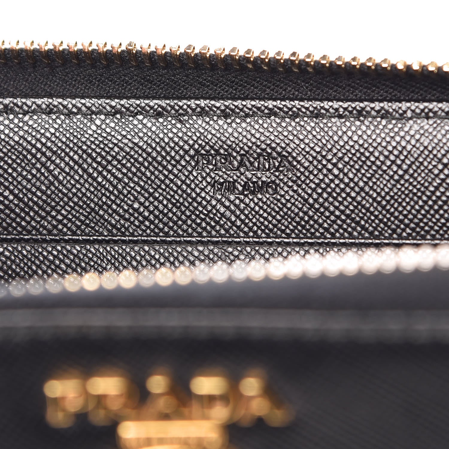 Prada Saffiano Metal Zip Around Wallet Black 6 of 9