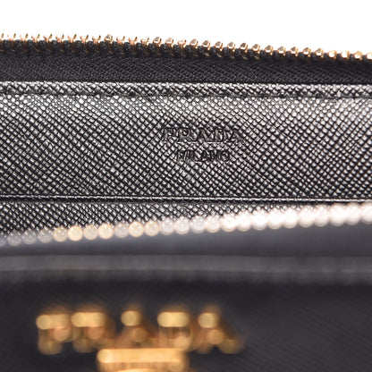 Prada Saffiano Metal Zip Around Wallet Black 6 of 9