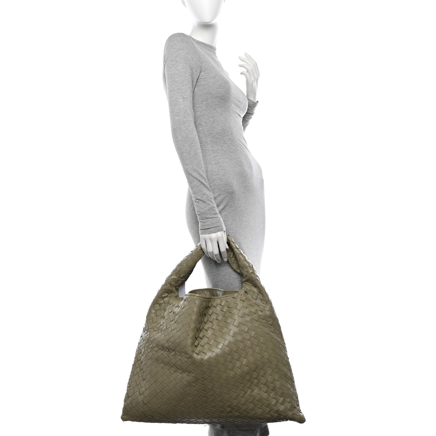 Bottega Veneta Calfskin Intrecciato Large Hop Travertine 2 of 10