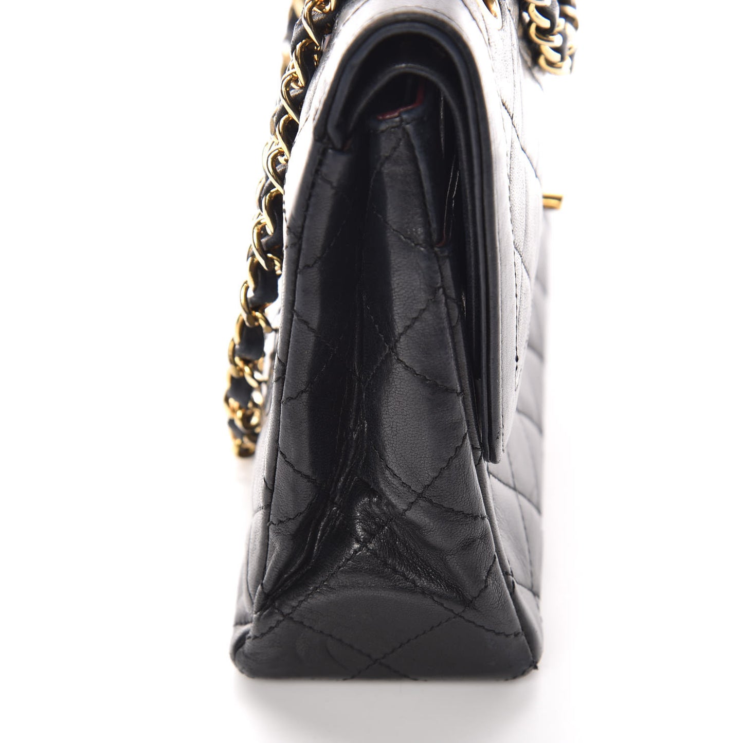 Lambskin Quilted Medium Double Flap Black
