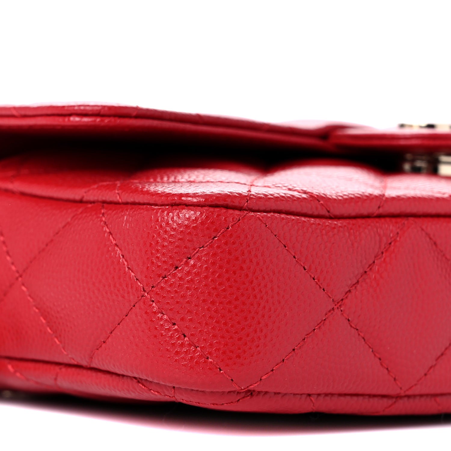 Chanel Caviar Quilted Flap Phone Holder With Chain Red 10 of 12