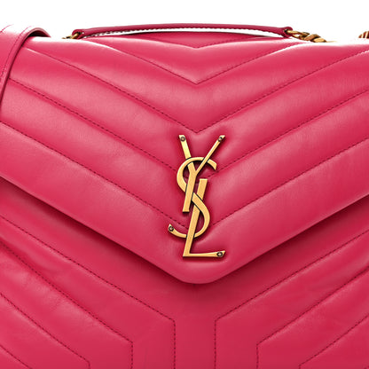 Saint Laurent Calfskin Y Quilted Monogram Medium Loulou Chain Satchel Freesia 8 of 10